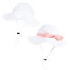Baby Girl Sun Hat with UPF 50+ Outdoor Adjustable Beach Hat with Wide Brim Bucket Hats (6-12 Months,White & White-Pink 2pcs) view 1