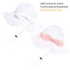 Baby Girl Sun Hat with UPF 50+ Outdoor Adjustable Beach Hat with Wide Brim Bucket Hats (6-12 Months,White & White-Pink 2pcs) view 2
