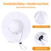 Baby Girl Sun Hat with UPF 50+ Outdoor Adjustable Beach Hat with Wide Brim Bucket Hats (6-12 Months,White & White-Pink 2pcs) view 3