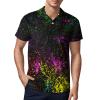 Colorful Paint Splatters Men's Polo Shirt Short Sleeve Print T Shirt Slim Fit Golf Shirt Collared Tee Casual Top M view 1