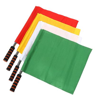 4Pcs Referee Flags with Stainless Steel Rod Sponge Handle Linesman Flags Signal for Soccer Volleyball Sports