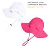 Baby Girl Sun Hat with UPF 50+ Outdoor Adjustable Beach Hat with Wide Brim Bucket Hats (2-3, White & Rose-red 2pcs) view 2
