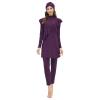 Muslim Swimsuits for Women Hijab Modest Islamic Arabic Swimwear Burkini Swimming Muslim Dress Top Pants Rash Guard 3 PCS Swim Bathing Suits Traje De Bao Musulmn para Mujer Purple b 2XL view 1