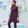 Muslim Swimsuits for Women Hijab Modest Islamic Arabic Swimwear Burkini Swimming Muslim Dress Top Pants Rash Guard 3 PCS Swim Bathing Suits Traje De Bao Musulmn para Mujer Purple b 2XL view 2