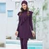 Muslim Swimsuits for Women Hijab Modest Islamic Arabic Swimwear Burkini Swimming Muslim Dress Top Pants Rash Guard 3 PCS Swim Bathing Suits Traje De Bao Musulmn para Mujer Purple b 2XL view 3
