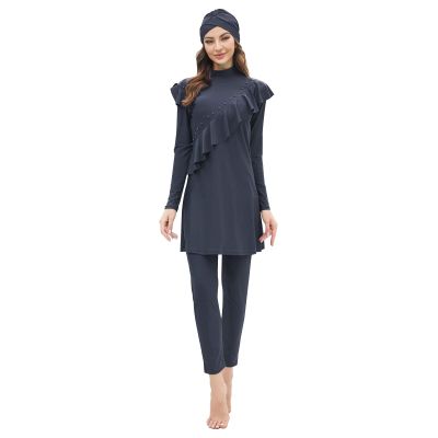 Plus Size Swimsuit Women Muslim Full Coverage Modest Islamic Hijab Swimwear Burkini Long Sleeve Muslim Dress Top Pants Set 3PCS Sun Protection Rash Guard Fat Bathing Suits Gray b 4XL