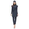 Plus Size Swimsuit Women Muslim Full Coverage Modest Islamic Hijab Swimwear Burkini Long Sleeve Muslim Dress Top Pants Set 3PCS Sun Protection Rash Guard Fat Bathing Suits Gray b 4XL view 1