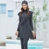 Plus Size Swimsuit Women Muslim Full Coverage Modest Islamic Hijab Swimwear Burkini Long Sleeve Muslim Dress Top Pants Set 3PCS Sun Protection Rash Guard Fat Bathing Suits Gray b 4XL view 2