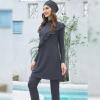 Plus Size Swimsuit Women Muslim Full Coverage Modest Islamic Hijab Swimwear Burkini Long Sleeve Muslim Dress Top Pants Set 3PCS Sun Protection Rash Guard Fat Bathing Suits Gray b 4XL view 3