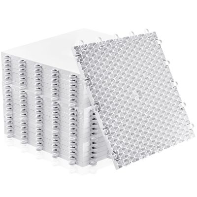 Fabbay 30 Pack Dryland Synthetic Ice Hockey Tiles 12x12 Floor Mat Hockey Training Equipment for Shooting Stickhandling Practice (12 x 12,White)
