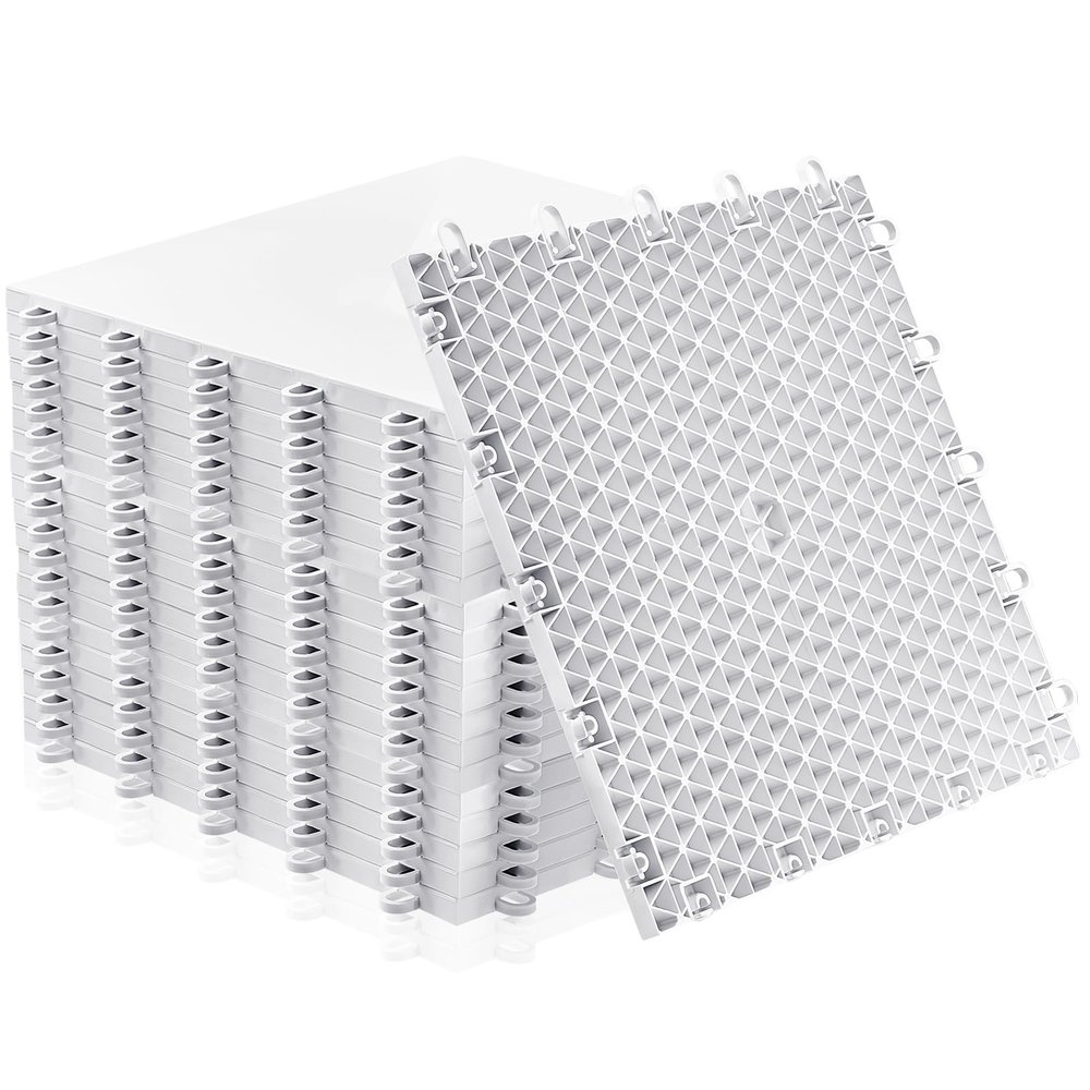 Fabbay 30 Pack Dryland Synthetic Ice Hockey Tiles 12x12 Floor Mat Hockey Training Equipment for Shooting Stickhandling Practice (12 x 12,White)