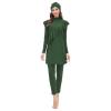 ODIZLI Women Modest Muslim Swimsuit Full Coverage Swimwear Islamic Hijab Ladies Beachwear Swimming Burkini Swim Suit Solid Color Full Cover Rash Guard Arabic Swimwear Long Sleeve Green b 3XL view 1