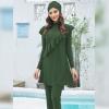 ODIZLI Women Modest Muslim Swimsuit Full Coverage Swimwear Islamic Hijab Ladies Beachwear Swimming Burkini Swim Suit Solid Color Full Cover Rash Guard Arabic Swimwear Long Sleeve Green b 3XL view 2