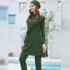 ODIZLI Women Modest Muslim Swimsuit Full Coverage Swimwear Islamic Hijab Ladies Beachwear Swimming Burkini Swim Suit Solid Color Full Cover Rash Guard Arabic Swimwear Long Sleeve Green b 3XL view 3