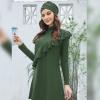 ODIZLI Women Modest Muslim Swimsuit Full Coverage Swimwear Islamic Hijab Ladies Beachwear Swimming Burkini Swim Suit Solid Color Full Cover Rash Guard Arabic Swimwear Long Sleeve Green b 3XL view 4