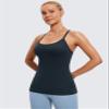 CRZ YOGA Seamless Workout Tank Tops for Women Racerback Athletic Camisole Sports Shirts with Built in Bra True Navy Small view 2