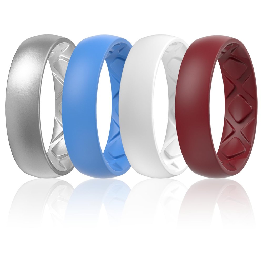 Egnaro Women's Bridal Rings Sets, 6mm Wide, 2mm Thick, Silicone Wedding Rubber Band with Half Size, Inner Arc Ergonomic Breathable Design