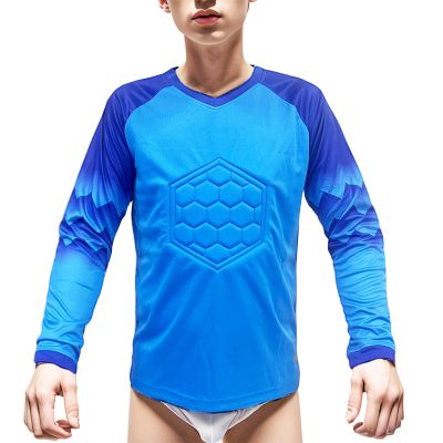 ZUYPSK Boy's Sport Goalkeeper Soccer Jersey Padded Goalie Football Shirt Team Training Uniforms (as1, Numeric, Numeric_10, Regular, Blue)