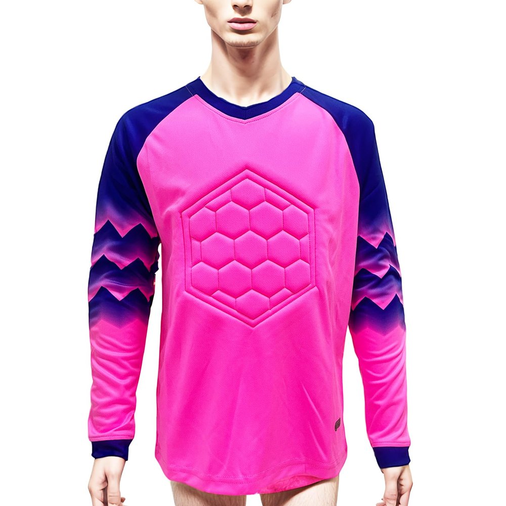 ZUYPSK Boy's Sport Goalkeeper Soccer Jersey Padded Goalie Football Shirt Team Training Uniforms (as1, Numeric, Numeric_10, Regular, Rose Red)