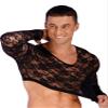 YiZYiF Sissy Mens See Through Sheer Lingerie Lace Babydoll Crop Top T Shirts Blouse Clubwear Black X-Large view 1
