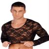 YiZYiF Sissy Mens See Through Sheer Lingerie Lace Babydoll Crop Top T Shirts Blouse Clubwear Black X-Large view 2