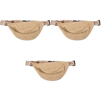3 Pcs Straw Shoulder Chest Bag Waist Storage Bag Shopping Waist Bag Waist Pouch Summer Chest Bag Summer Waist Bag Simulation Straw Chest Bag Chest Storage Pouch Summer Fanny Bag