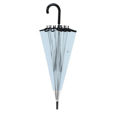 ANTER Large Transparent Clear Dome Umbrella,Golf Umbrella,16 bone transparent rod umbrella, wedding umbrella, automatic opening, J-hook handle, black/white,100cm (White)