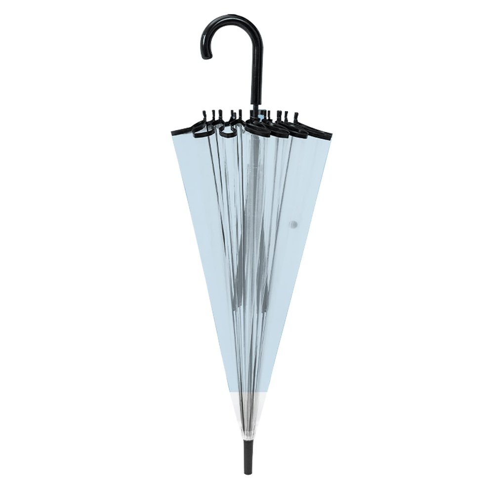 ANTER Large Transparent Clear Dome Umbrella,Golf Umbrella,16 bone transparent rod umbrella, wedding umbrella, automatic opening, J-hook handle, black/white,100cm (White)