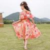 Clothes for Girls Girl's Casual Dress Summer Scoop Neck Short Sleeve Flowy Floral Print Plain Sundress (Red, 5-6 Years) view 2