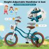 BABY JOY Kids Bike, 14 Inch Boys Girls Bike for 3-5 Years Old w/Training Wheels, Adjustable Seat, Removable Basket, Handbrake and Coaster Brake, Kids Bicycle (Turquoise) view 2