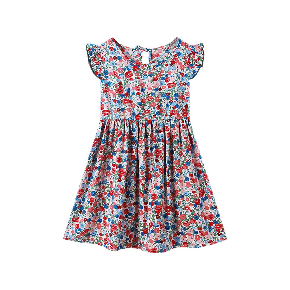 Girls Summer Dress Girls Toddler Kids Crew Neck Summer Sleeveless Sundress Casual Beach Floral (Pink, 10-12 Years)
