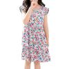 Girls Summer Dress Girls Toddler Kids Crew Neck Summer Sleeveless Sundress Casual Beach Floral (Pink, 10-12 Years) view 2