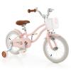 BABY JOY Kids Bike, 14 Inch Boys Girls Bike for 3-5 Years Old w/Training Wheels, Adjustable Seat, Removable Basket, Handbrake and Coaster Brake, Kids Bicycle (Pink) view 1