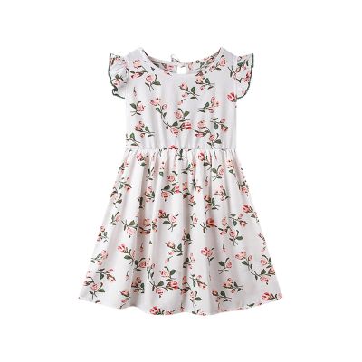 Girls' Casual Dresses Girls Toddler Kids Crew Neck Summer Sleeveless Sundress Casual Beach Floral (White, 5-6 Years)