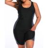 HGps8w Plus Size Women Boyleg Athletic 2 Piece Swimsuits Color Block Full Coverage Tank Top Sporty Swimwear Bathing Suits view 3