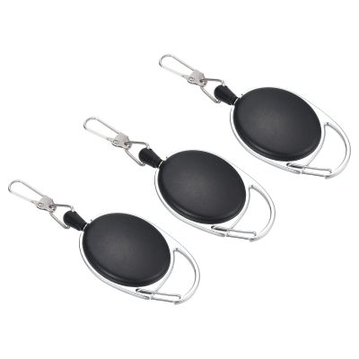 PATIKIL Fishing Retractor, 3 Pack Fishing Accessories Holder with 360 Degree Rotation Buckle for Angler Vest Pack Tool Gear, Black