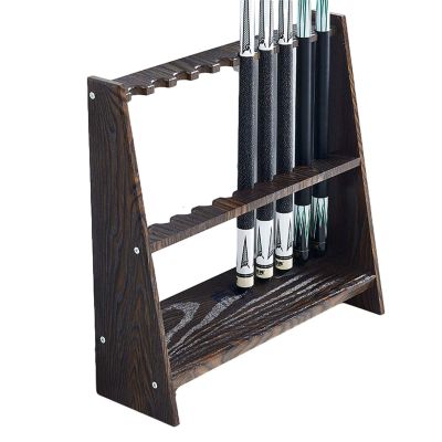 BAZAC Billiard Pool Cue Rack Corner Holder - Free Standing Billiard Stick Stand 10 Cues Holds, Pool Cue Stick Holder Snooker Accessories-Black