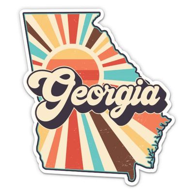 Georgia Retro Style State Vinyl Sticker - Car Window Bumper Laptop - 5"