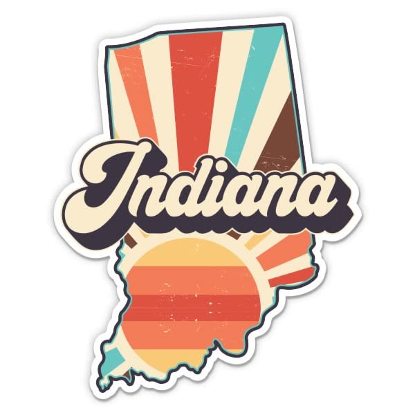 Indiana Retro Style State Vinyl Sticker - Car Phone - 3"