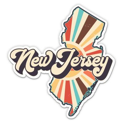 New Jersey Retro Style State Vinyl Sticker - Car Window Bumper Laptop - 5"