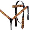 HILASON Western Horse Tack Set American Leather Dark Brown Harness | Headstall Breast Collar for Horses view 1