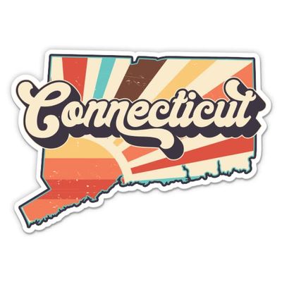 Connecticut Retro Style State Vinyl Sticker - Car Phone - 3"