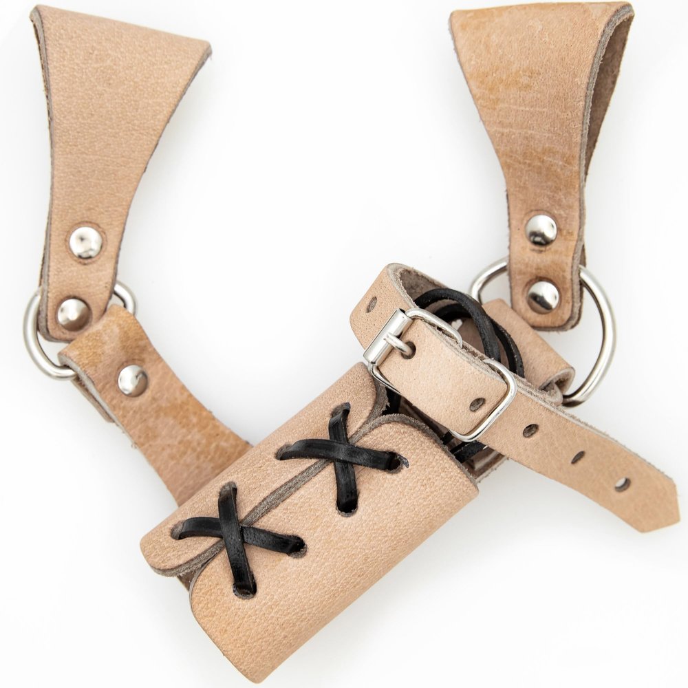 Armory Replicas Handcrafted Leather Sword Frog Medieval Costume Adjustable Weapon Belt Holster Holder Left Handed - Natural Tan w/Black Cord