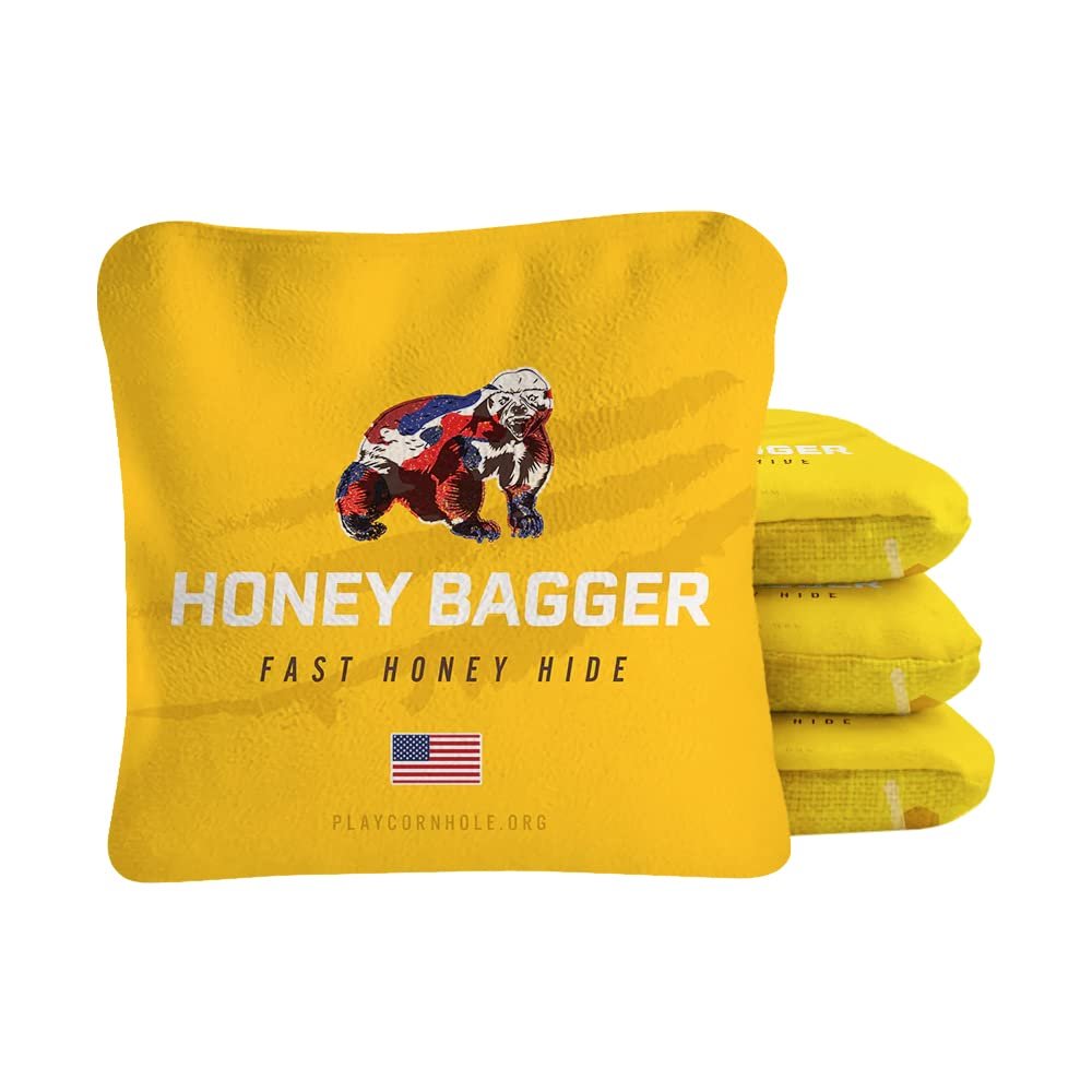 ACA Synergy Pro Professional Cornhole Bags Dual Sided Regulation 6x6 Set of 4 Honey Bagger Yellow