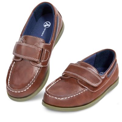 FUPPIA Boys Dress Shoes Casual Loafers Little Kid/Big Kid Slip Boat Shoes Brown Size 9
