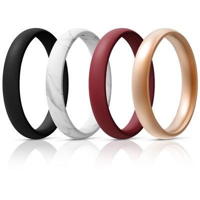 Egnaro Women's Bridal Rings Sets, Thin and Stackable Rings Silicone Women Wedding BandsRubber Promise Rings for Gift, Anniversary Ring for Work Out- 2.5mm Width - 1.8mm Thick