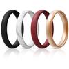 Egnaro Women's Bridal Rings Sets, Thin and Stackable Rings Silicone Women Wedding BandsRubber Promise Rings for Gift, Anniversary Ring for Work Out- 2.5mm Width - 1.8mm Thick view 1