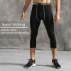 SS COLOR FISH 3 Pack 3/4 Men's Compression Pants Athletic Baselayer Workout Sports Running Legging Running Tights for Men Black view 4