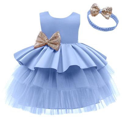 2023 Little Girls Solid Layered Lace Puffy Tulle Skirt Hairband 2PC Sleeveless Princess Party Daily (BU3, 2-3Years)