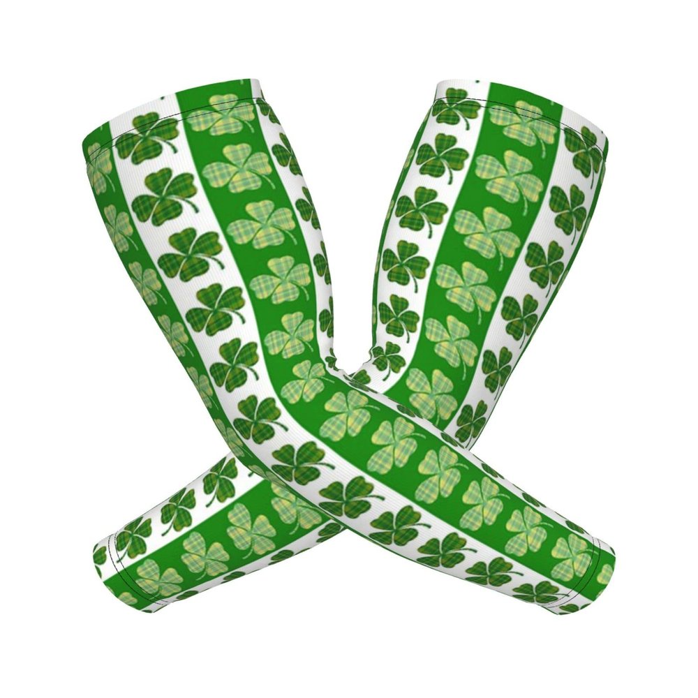 Woyaba Funny clover st patrick's day holiday irish shamrock clover arm sleeves,farslemers defense gardening sleeves sun protection compression arm sleeves for men,women or teenager